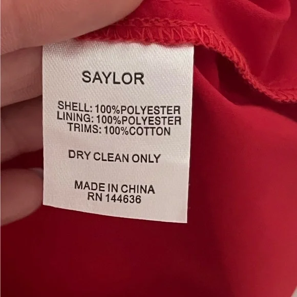 SAYLOR red lace off the shoulder midi dress, size M - Picture 9 of 9